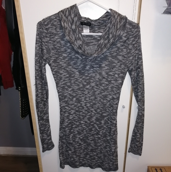 Grey soft cowl neck sweater dress - Picture 3 of 8